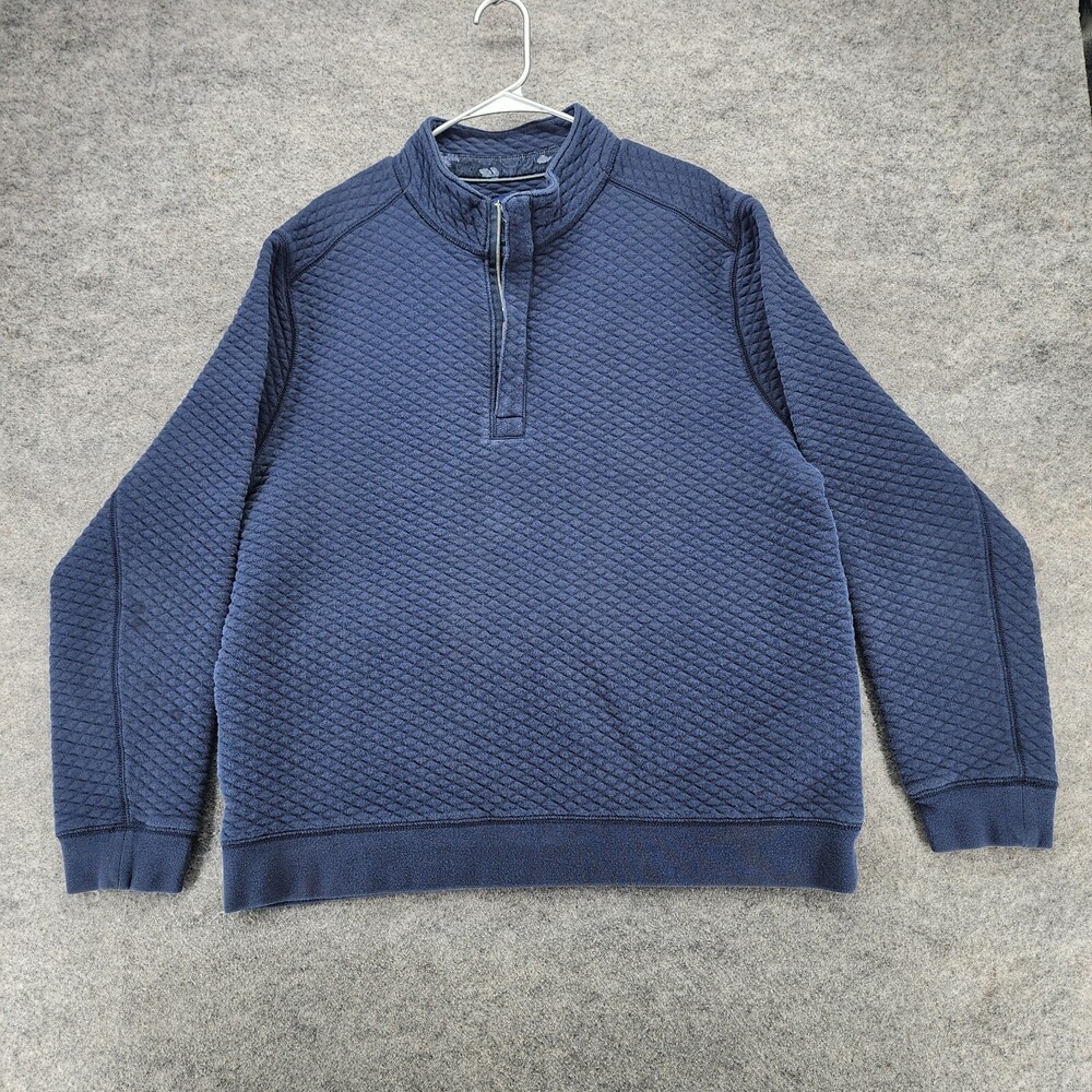 Tommy Bahama Pullover Mens XL 1/4 Zip Blue Quilted